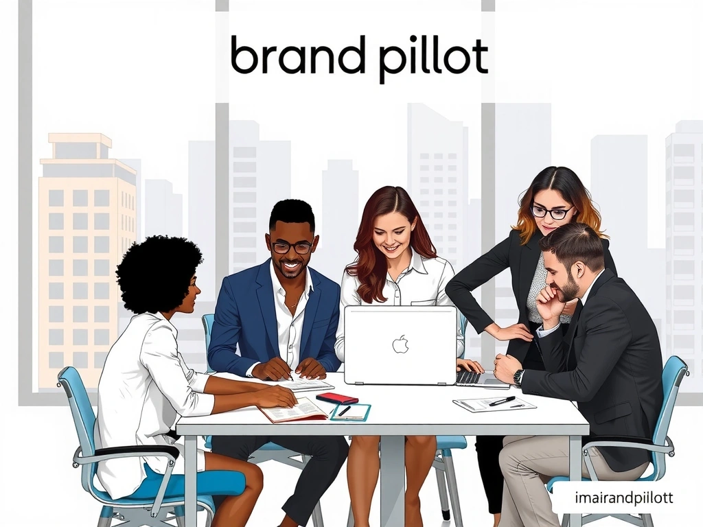 Team collaboration image showing BrandPilot staff working together